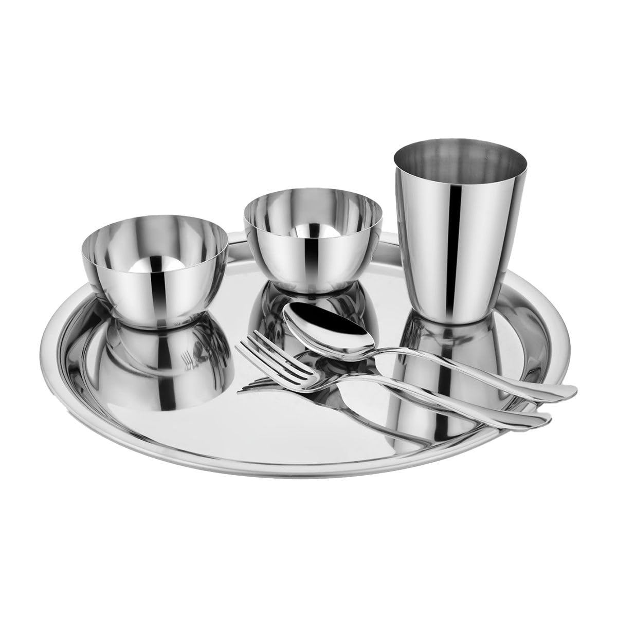 “Regal” Stainless Steel Thali Set/Dinner Set of 6 pcs (Silver)